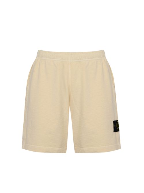 Bermuda 6200014 in felpa di cotone mafilé Ivory STONE ISLAND | 6200014S0060V0193